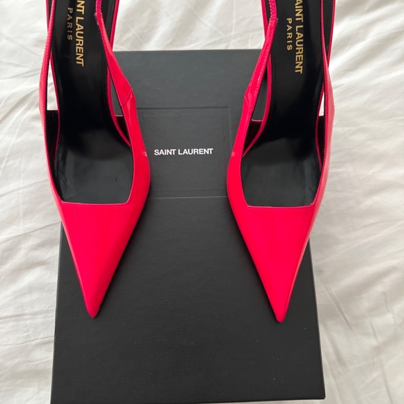 NWT SAINT LAURENT KISS SLINGBACK HEELS - PINK - Picture 5 of 6